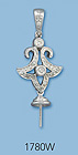 14K White Gold Pin Pad Pendants