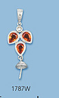14K White Gold Pin Pad Pendants