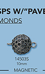 Sterling Silver Beads with Pave Diamonds