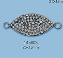 Sterling Silver Connectors with Pave Diamonds